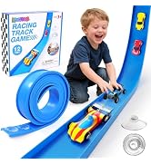 Flex Track 12 Ft Starter Set: Portable Rolls Up Race Tracks for Kids 3+ - DIY Race Car Ramp Track...