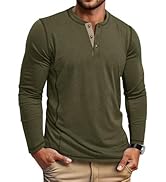 COOFANDY Men's Henley Shirts Long Sleeve Casual Maverick Slub Henley T-Shirts Lightweight Basic Tee