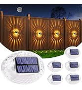 LYHOPE Solar Fence Lights Outdoor, IP65 Waterproof Solar Lights for Outside, 6 Pack Solar Deck Li...