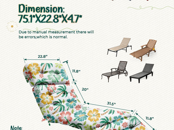 Outdoor Chaise Lounge Chair Cushion