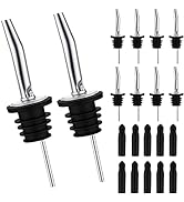 10 Pack Liquor Bottle Pourers, Stainless Steel Pour Spouts with Long Dust Caps Covers, Seal Pour ...