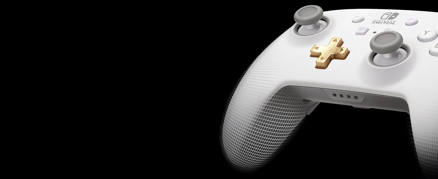 Graphics to show off the controller's ergonomic comfort