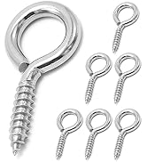 ZUSFUL 6 Pcs M6 304 Stainless Steel Screw Eye Hooks, 2-1/2 Inches Eyes Screw Hooks,Heavy Duty Scr...