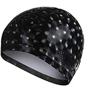 Ewanda store Solid Color Waterproof Swim Caps with PU Coat for Long Hair Swimming Cap Bathing Hat...