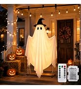 Halloween Decorations Outdoor - 5FT Large Swinging Ghost with Remote Control String Lights, Batte...