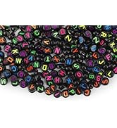 SUTOUG 1000PCS Letter Beads for Threading, 4 x 7 MM Acrylic Round Alphabet Beads for Jewellery DI...