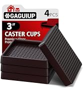 Non Slip Furniture Pads- 3"x3" Square Anti Skid Caster Cups Furniture Coasters, Anti-Sliding Grip...