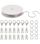 Pandahall 16.4 Ft 1.2mm Stainless Steel Snake Chains with 50Pcs Jump Ring 10Pcs Lobster Claw Clas...