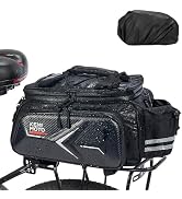 KEMIMOTO Hard Shell Bike Bag Rear Rack 20L Capacity, Carbon Leather Bicycle Trunk Bag with Waterp...