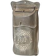 Red Co. 9.5” x 17” Decorative Vintage Post Embossed Metal Wall-Mounted Mailbox, Distressed Gray
