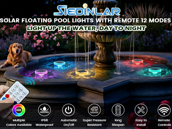SIEDiNLAR Solar Floating Pool Lights 12 Modes