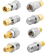 Anina 8 Pcs F Type to SMA Male Female Coax Connector Gold Plated Brass RF Coaxial Adapters for Wi...