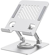 LINTYLE iPad Stand Tablet Holder for Desk, Portable Tablet Stand with 360° Rotating Base, Aluminu...
