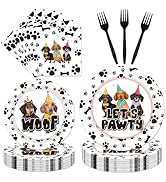 96PCS Dog Plates and Napkins Party Supplies Dachshund Birthday Party Decorations Weiner Dog Decor...