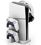 NBCP PS 5/Slim/Pro Vertical Stand with with Dual Controller Charger for PS-5 Disc&Digital Console...