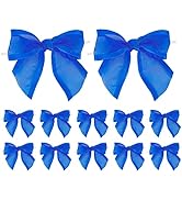 AIMUDI Royal Blue Bows for Crafts 4" Premade Blue Bows for Hanukkah Ornaments Pre Tied Blue Twist...
