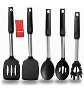 Silicone Spatula and Cooking Spoon,5 Pack Non-Stick Cooking Utensils for Kitchen,Heat Resistant S...