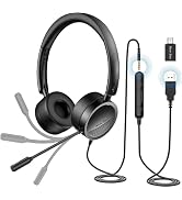 New bee USB Headset with Mic for PC, On-Ear Computer Laptop Headphones with Noise Cancelling Micr...