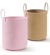 2-Pack Large Cotton Rope Laundry Baskets – 15"x18" Extra Tall Baby Nursery Hampers for Dirty Clot...