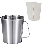 KSENDALO 1L Stainless Steel Measuring Cup with 500ML Squeeze Silicone Measuring Cup Set, Measurin...