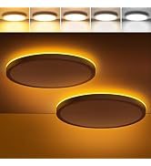 Brightever 12 Inch 2 Packs LED Flush Mount Ceiling Light Fixtures with Night Light, 2400LM 240W E...