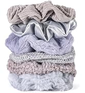 Scrunchies for Women Girls 6Pcs Grey Fuzzy Scrunchies for Thick Hair Ultra Textured Soft Corduroy...