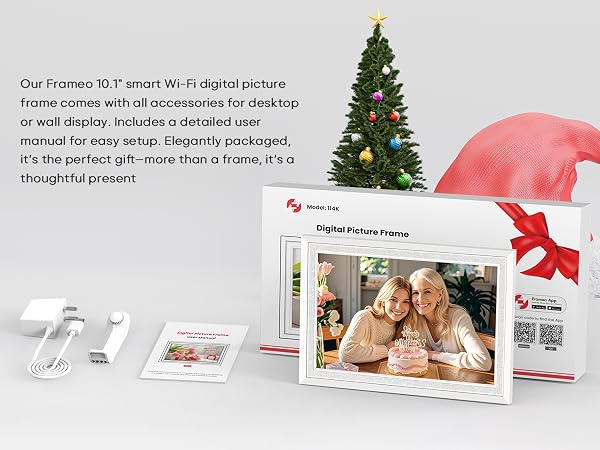 frameo digital picture photo video frame smart wifi HD IPS touch screen slideshow 32GB auto rotate