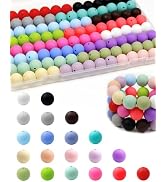120PCS FIVEIZERO Silicone Beads, 20 Colors15mm Mixed Color Round Rubber Focal Beads Silicone Bead...