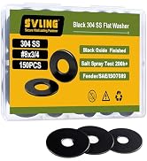 SVLING 150PCS 5/32" x3/4" Fender Washers, Black Oxide 304 Stainless Steel 18-8, 5/32" ID x 3/4" O...