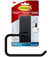 Command Toilet Paper Holder Matte Black with Water Resistant Command Strips, Rust Resistant Bathr...