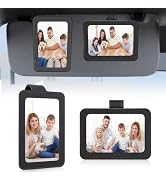 FDKYOEK 2 PCS Leather Car Photo Holder, Car Picture Holder Fit 3.4 x 2.2in Photo Car Visor Clip f...