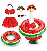 HQGROCERY Hawaiian Porch Goose Outfits, Summer Bikini Goose Custome Fits 23" Goose Statue with Ha...