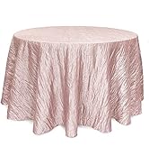 YOUR CHAIR COVERS - 120 Inch Round Crinkle Taffeta Tablecloth - Blush, Crushed Shiny Dining Table...