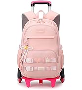 ZHANAO Girls Rolling Backpack Wheeled Backpack for Boys Trolley School Bags Kids Luggage Roller B...