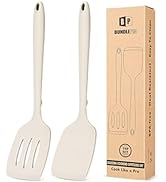 Pack of 2 Silicone Spatula Turners, Non Stick Slotted Kitchen Spatula Set, Heat Resistant BPA Fre...