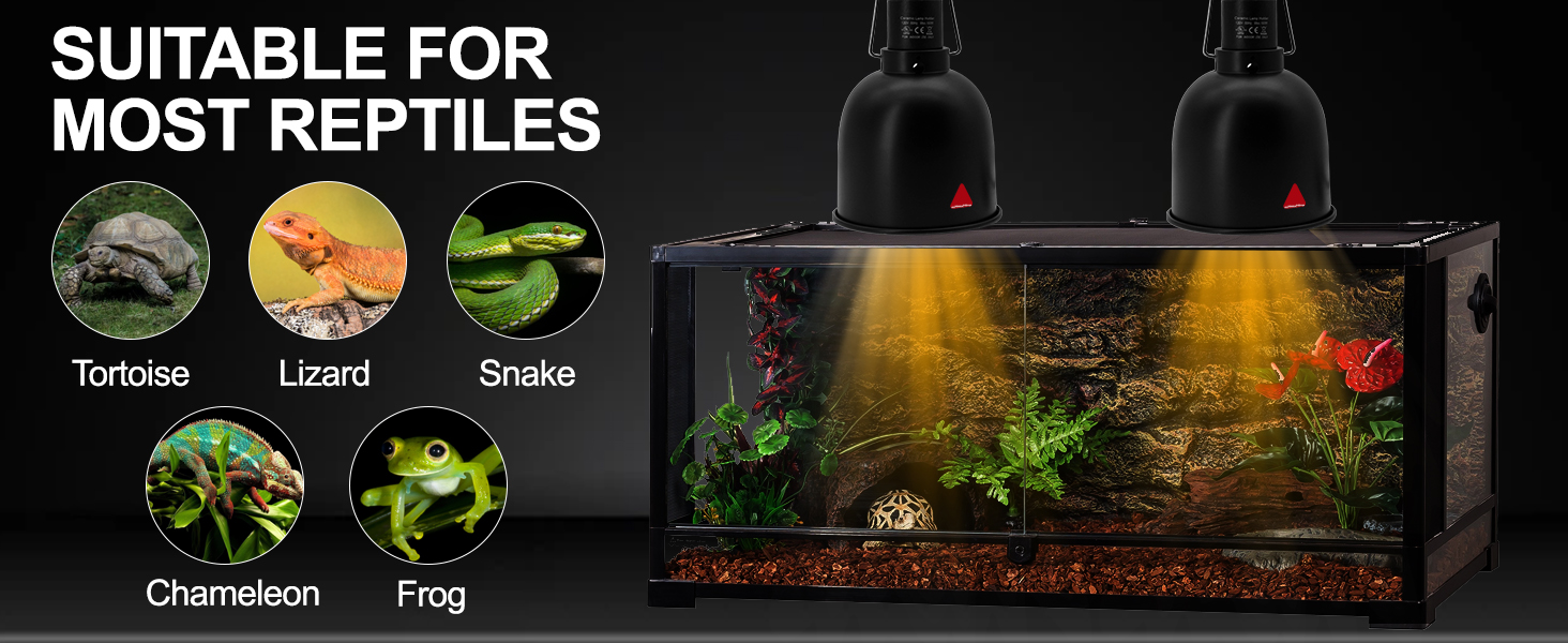reptile light fixture 5.5 Inch Deep Dome Lampshade, Reptile Heat Lamp Fixture with Separate Switches