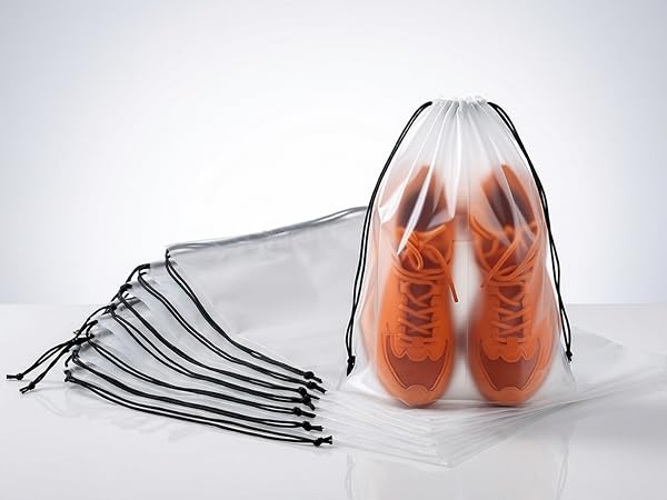 PLULON Shoe Bags for Travel, 15.7" x 11.8" Clear Drawstring Storage