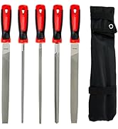 MAXPOWER 10-inch Metal File Set, 5 Pieces Hand Files Including Flat, Round, Half-Round, Triangle ...