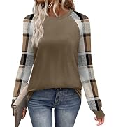 WIHOLL Long Sleeve Shirts for Women Color Block Raglan Tops Casual Crewneck Basic Tees Fall Cloth...