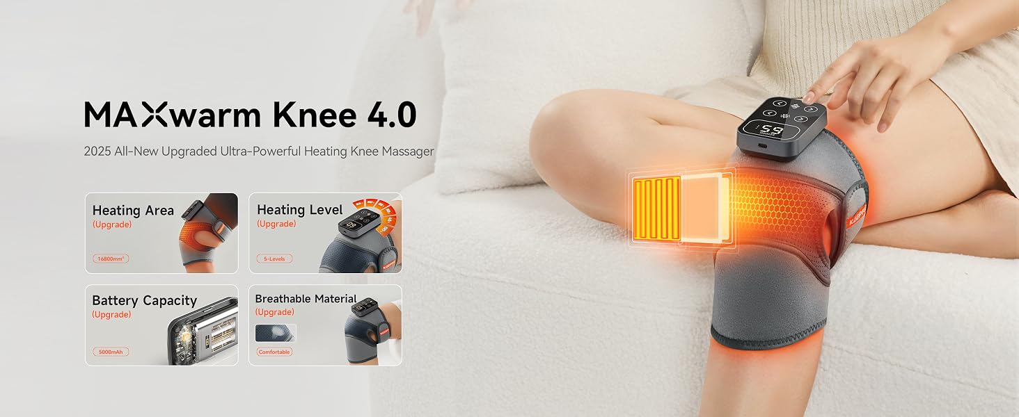 IKEEPFIT Cordless Knee Massager with Heat Vibration