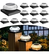 Gahomlumy 4x4 Solar Post Cap Lights 3 Color Modes,12 Pack Fence Post Lights Outdoor for Wooden/Vi...