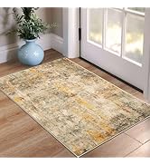Entrance Rugs Indoor 2x3 Beige Entry Rug Washable Abstract Small Area Rug Non-Slip Low Pile Light...