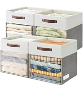Bagnizer Storage Cubes with Clear Window Linen Fabric Collapsible Storage Bins with Handles 13 x ...