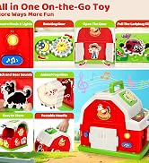 Montessori Toys for 1 2 3 Year Old Boys Girls, Musical Barn Farm Animal set for Toddler, Shape So...