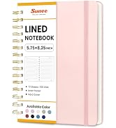SUNEE Lined Spiral Journal Notebook for Women, 146 Pages College Ruled Hardcover Journaling Noteb...