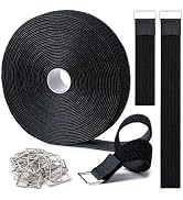 1.5" x32Ft Hook and Loop Straps with 32 Metal Buckles, Adjustable Fastening Cable Straps, Free Cu...