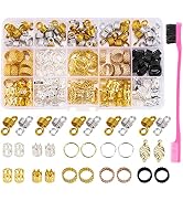 200 Pcs Loc Hair Jewelry for Braids, Metal Gold and Silver Hair Charms for Women, Hair Beads Ring...