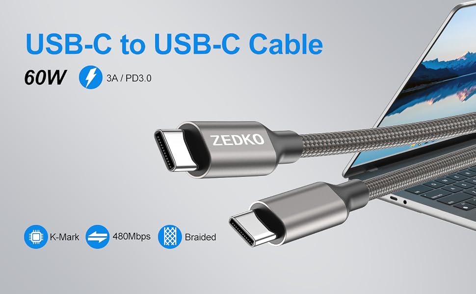 60W USB C to USB C Fast Charging Cable