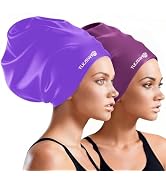 Extra Large Swim Cap for Braids and Dreadlocks Women Men, Waterproof Silicone Pool Swimming Cap f...