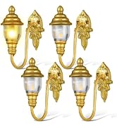 DOITOOOL 4 Pcs Dollhouse Wall Lights, Mini Vintage Doll House Lights Dollhouse Wall Sconces 1:87 ...